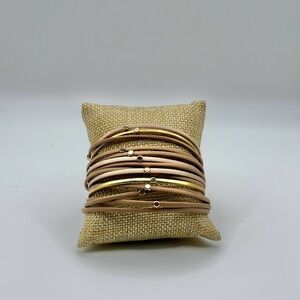Elegant Gold and Tan Bangle Set